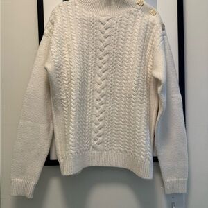 Draper James Cream Cable Knit Turtleneck Sweater